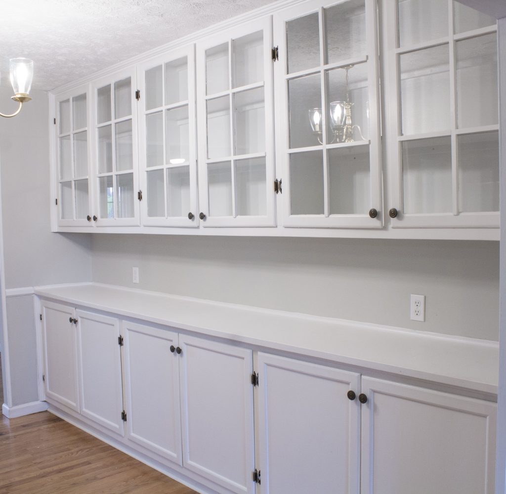 Dinning room cabinets real estate photo. 